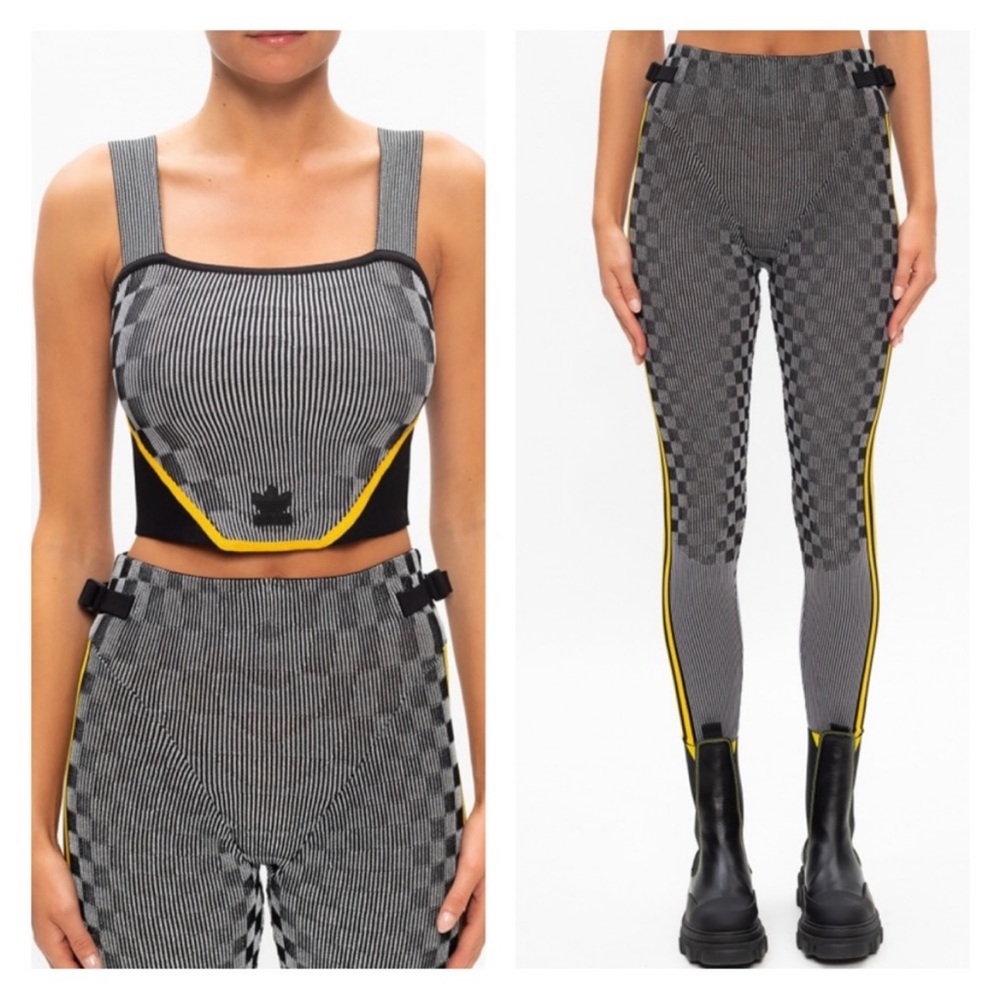 Adidas x Paolina Russo Matching Set Black Yellow Size Large Corset Top Leggings